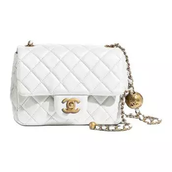 CHANEL Сумка-цепочка из овчины, сумка через плечо, мини-сумка на плечо, женская, белая
