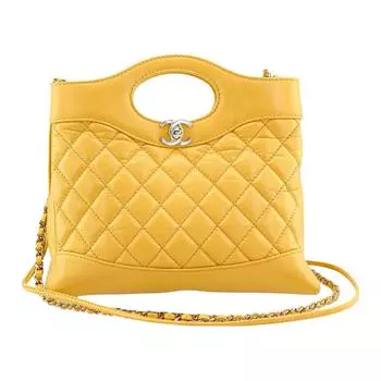 CHANEL Сумка через плечо из коровьей кожи, женская, мини, желтого цвета