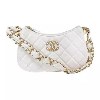CHANEL Сумка через плечо из коровьей кожи, сумка-хобо, женская, белая