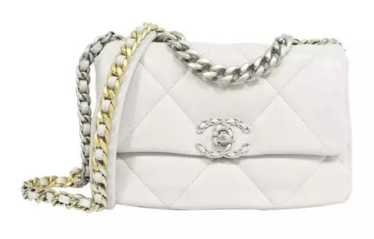 CHANEL Сумка через плечо из овчины 19Bag, средний размер, женская, белая