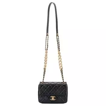 CHANEL Сумка через плечо из овчины, мини, женская, черная
