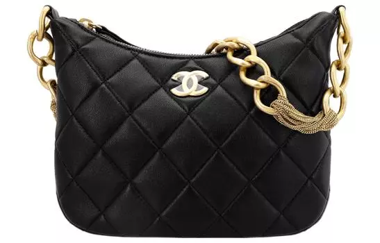 CHANEL Сумка через плечо из овчины, обычная женская, черная