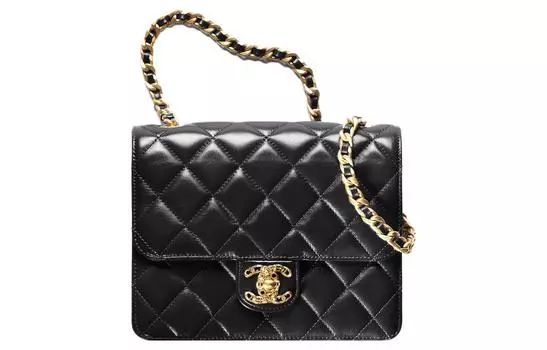 CHANEL Сумка через плечо из овчины с цепочкой, женская, черная