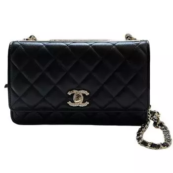 CHANEL Сумка через плечо из овчины, женская, черная