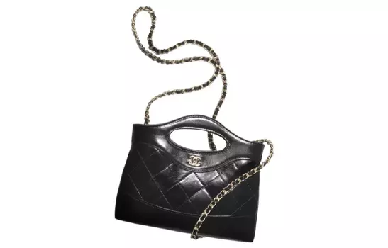 CHANEL Сумка через плечо из яркой коровьей кожи, мини-сумка, женская, черная