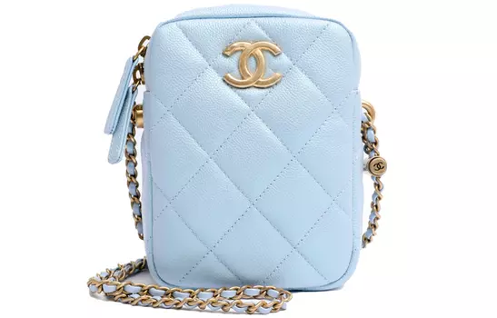 CHANEL Сумка через плечо из зимней коровьей кожи 21 карат, женская, светло-голубая