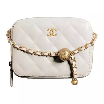 CHANEL Сумка для фотоаппарата из овчины, квадратная, редкая, для посетителей, белая, женская