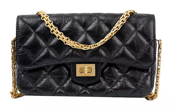 CHANEL Сумка для мобильного телефона из телячьей кожи 2,55WOC, через плечо, женская, черная