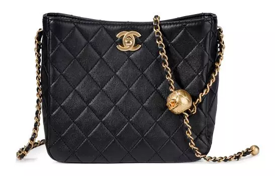 CHANEL Сумка-хобо из овчины, золотая, сумка-шоппер, сумка через плечо, обычная женская, черная