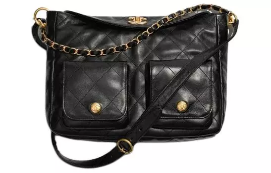 CHANEL Сумка из гладкой коровьей кожи, сумка на плечо, сумка через плечо, большого размера, женская, черного цвета