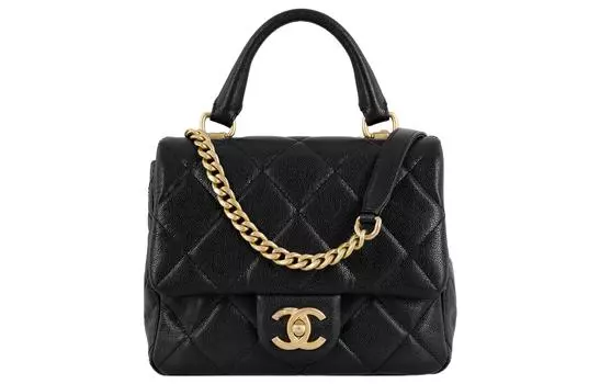 CHANEL Сумка из телячьей кожи 23P SS, сумка через плечо, маленькая женская, черная