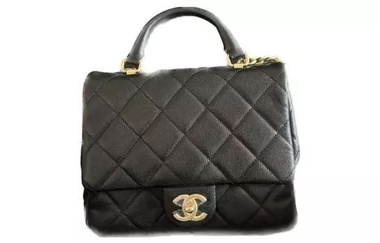 CHANEL Сумка из телячьей кожи 23P SS, через плечо, женская, черная