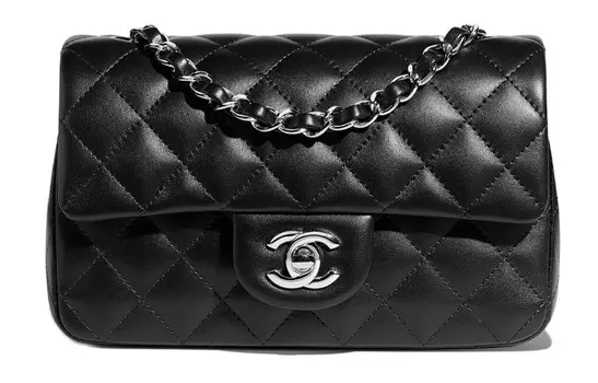 CHANEL Сумка-клапан из овчины, сумка через плечо, мини, женская, черная