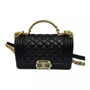 CHANEL Сумка-клапан LEBOY из блестящей телячьей кожи, женская, через плечо, черная