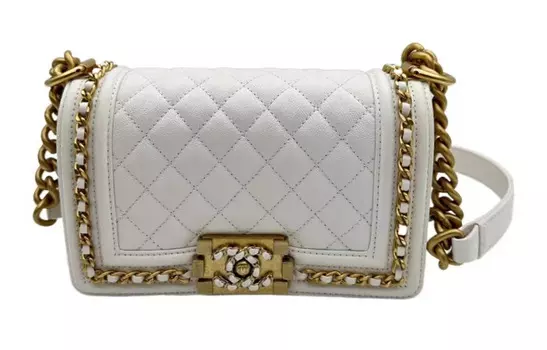 CHANEL Сумка-клапан Leboy из коровьей кожи, сумка через плечо, женская, белая