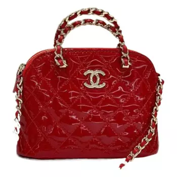CHANEL Сумка-клатч из лакированной телячьей кожи на одно плечо, стандартная женская, цвет Rouge Red