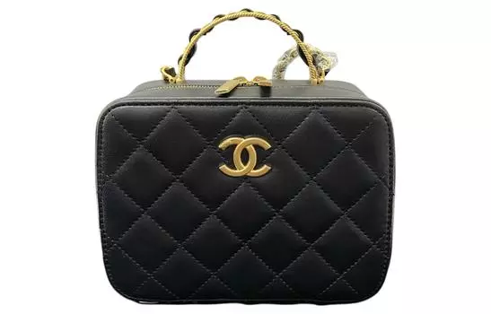 CHANEL Сумка-коробка из овчины, сумка через плечо, женская, черная