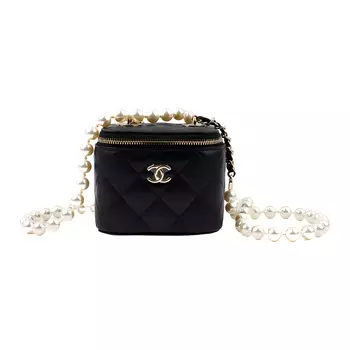 CHANEL Сумка-коробка из овчины, сумка через плечо, женская, черная