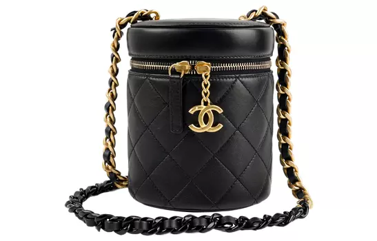 CHANEL Сумка-косичка из овчины, сумка через плечо, женская, черная