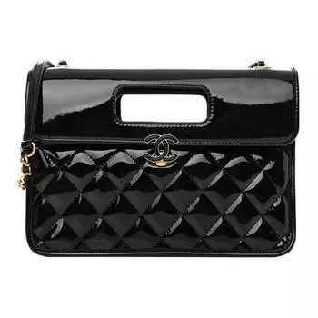 CHANEL Сумка-мессенджер из лакированной кожи, портфель, сумка через плечо, сумка через плечо, женская черная сумка