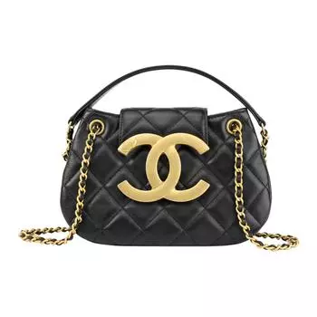 CHANEL Сумка-мессенджер из овчины, сумка через плечо, Trumpets, женская, черная