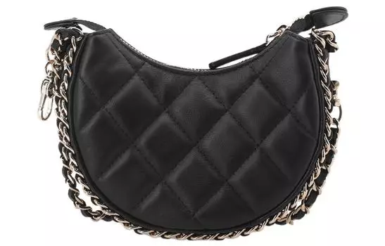 CHANEL Сумка-полумесяц из овчины, сумка-полумесяц, сумка-мешок в форме пельменя, сумка-мешок через плечо, мини, женская, черная