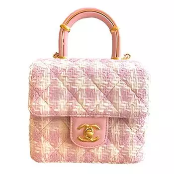 CHANEL Сумка с клапаном из твида и овчины, сумка через плечо, мини-сумка женская розовая