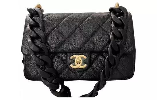 CHANEL Сумка-трансформер из коровьей кожи Grain Litchi, женская, черная