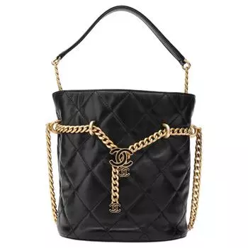 CHANEL Сумка-ведро Char Siu Bao из овчины, маленькая счастливая сумка, кошелек, сумка через плечо, женская черная сумка