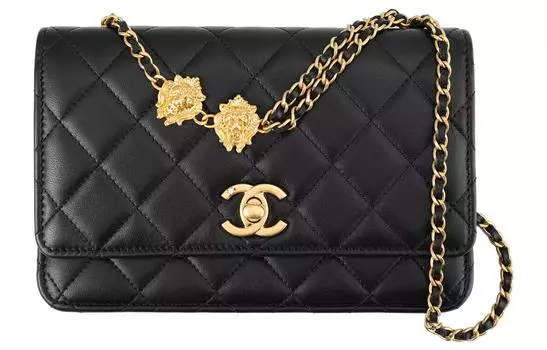 CHANEL Сумка WOC из овчины, сумка через плечо, женская, черная