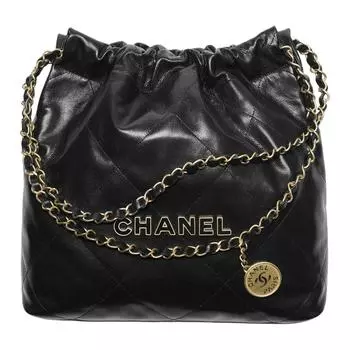 CHANEL Сумка женская из зернистой телячьей кожи, черная, маленькая