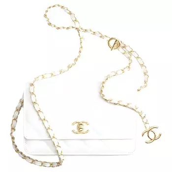 CHANEL Сумки через плечо из зернистой телячьей кожи, женские, белые