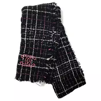 CHANEL Вязаный шарф унисекс черный