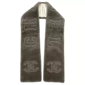 CHANEL Вязаный шарф унисекс цвета молочного чая, бежевый