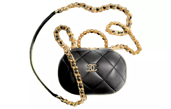 CHANEL Женская косметичка из овчины, черная