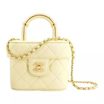 CHANEL Женская косметичка Trumpets из овчины, через плечо, светло-желтая