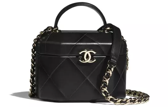 CHANEL Женская косметичка Trumpets из овчины на одно плечо, черная