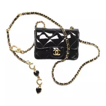 CHANEL Женская поясная сумка из лакированной телячьей кожи 22 карата, черная, осенне-зимняя