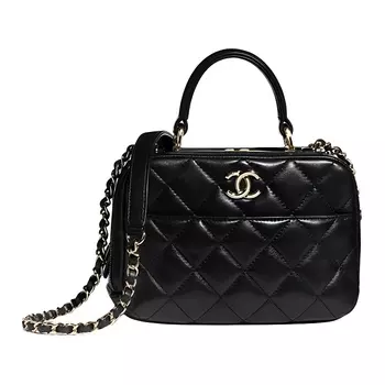 CHANEL Женская сумка-контроллер из овчины, черная, через плечо, Trumpets