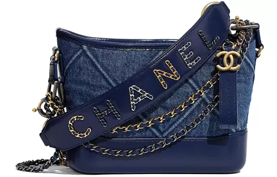 CHANEL Женская сумка-рюкзак Gabrielle Canvas с кожей, сумка-мессенджер, сумка через плечо, Trumpets, темно-синяя