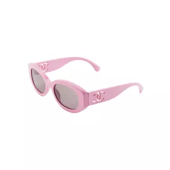 CHANEL Женские солнцезащитные очки овальной формы из ацетата и нейлона, розового цвета