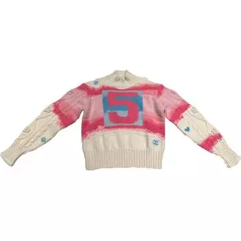 CHANEL Женский кашемировый свитер FW22, цвет белый розовый