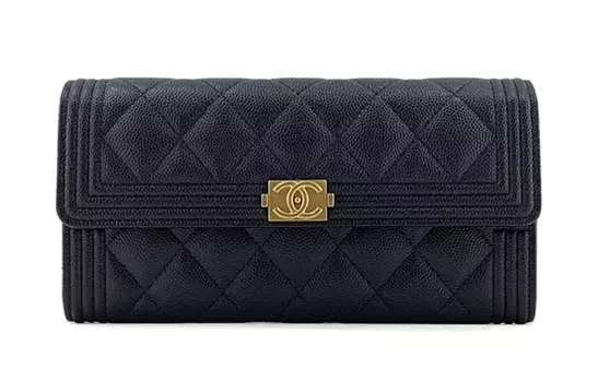 CHANEL Женский кошелек из коровьей кожи, черный