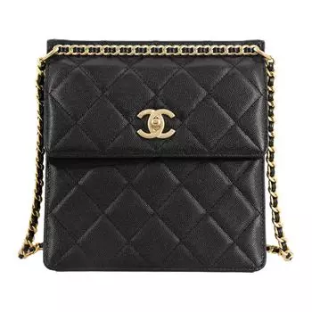 CHANEL Женский рюкзак из тисненой телячьей кожи, черный