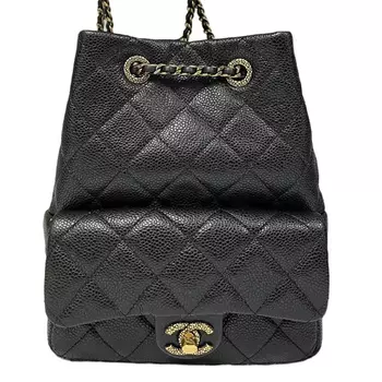 CHANEL Женский рюкзак из зернистой овчины, черный