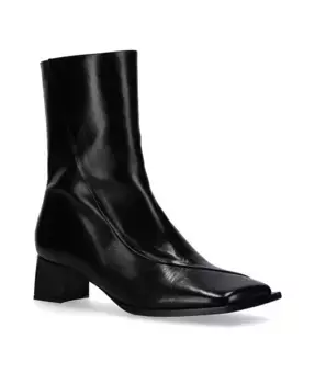 Чанталь Черные Кожаные Ботильоны ALOHAS