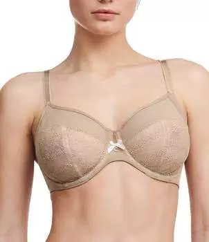 Chantelle Revelation Кружевной сетчатый бюстгальтер на косточках, бежевый