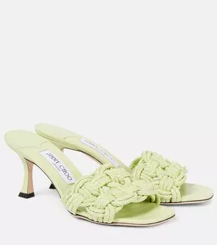 Chara 70 плетеные мюли из рафии Jimmy Choo, Pistachio/Pistachio