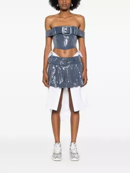 Charles Jeffrey Loverboy мини-юбка в складку, украшенная пайетками, синий