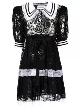 Charles Jeffrey Loverboy ярусное кружевное платье Goth, черный